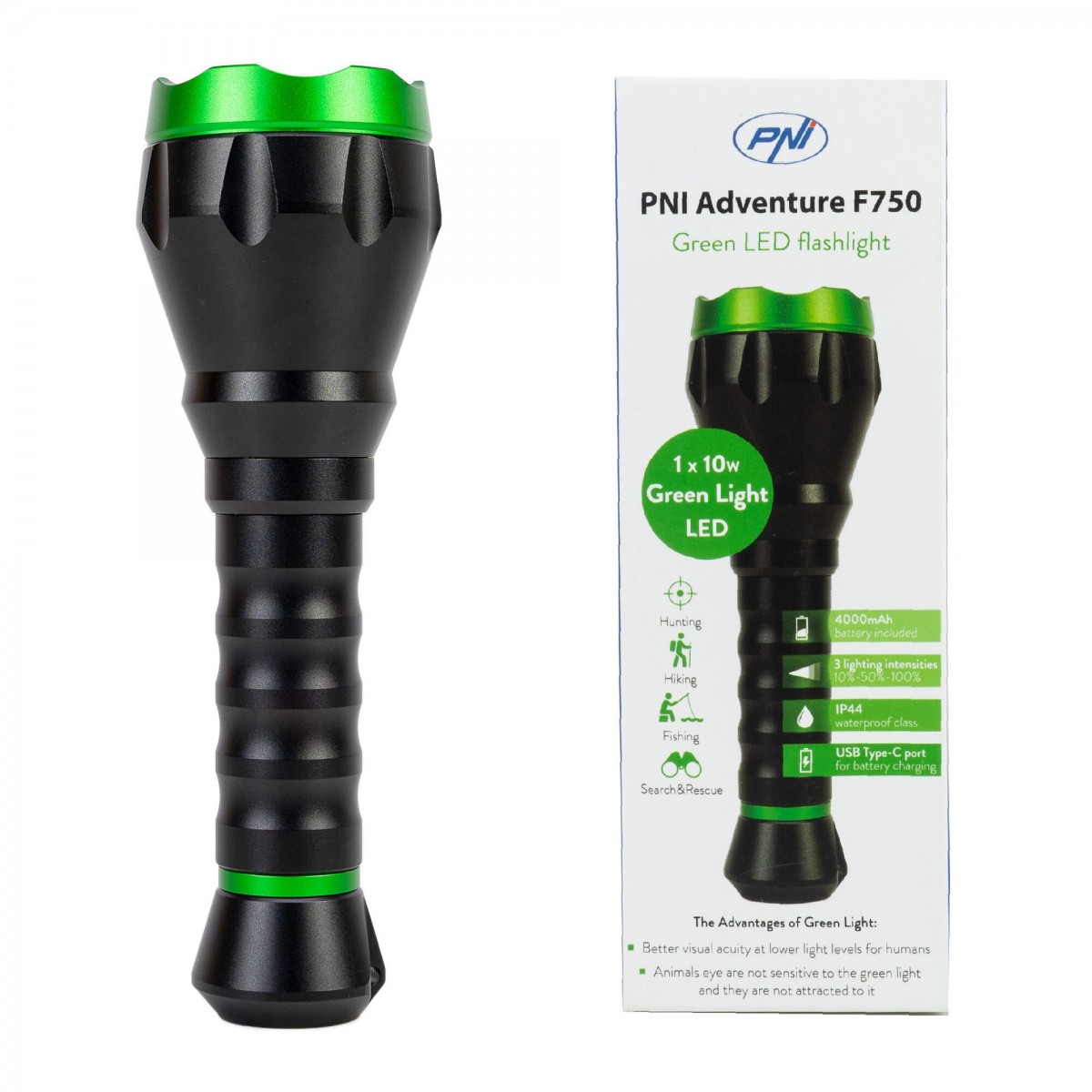 Lanterna PNI Adventure F550 Crystal LED, 10W, din aluminiu, 500lm, pana la 700m, 4000mAh, IPX6